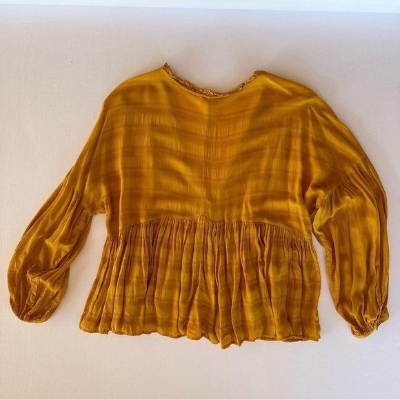 Lucky Brand Boho Flowy Baby Doll Peasant Top Blouse Deep V Neck Size Small - Picture 5 of 11